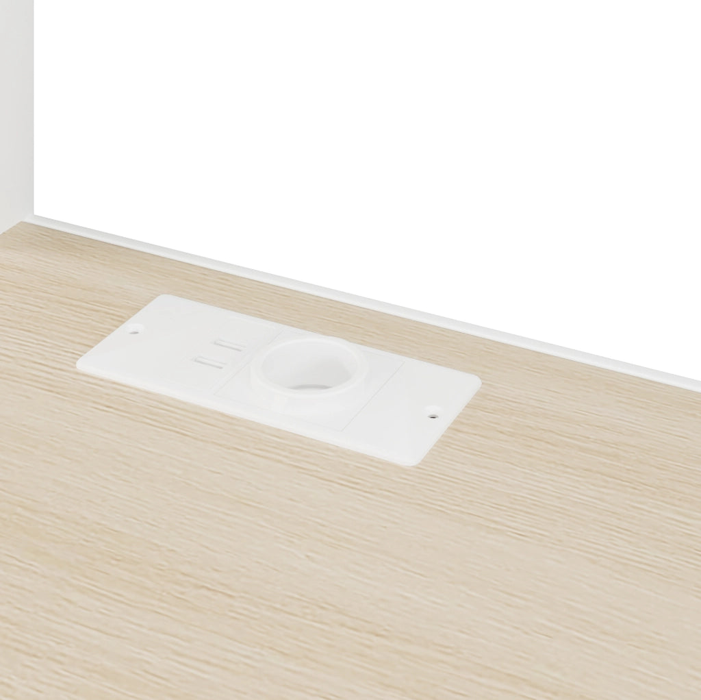Letto a soppalco ULEVR 90x200 cm con scrivania, LED e USB, scala con vano contenitore, bianco