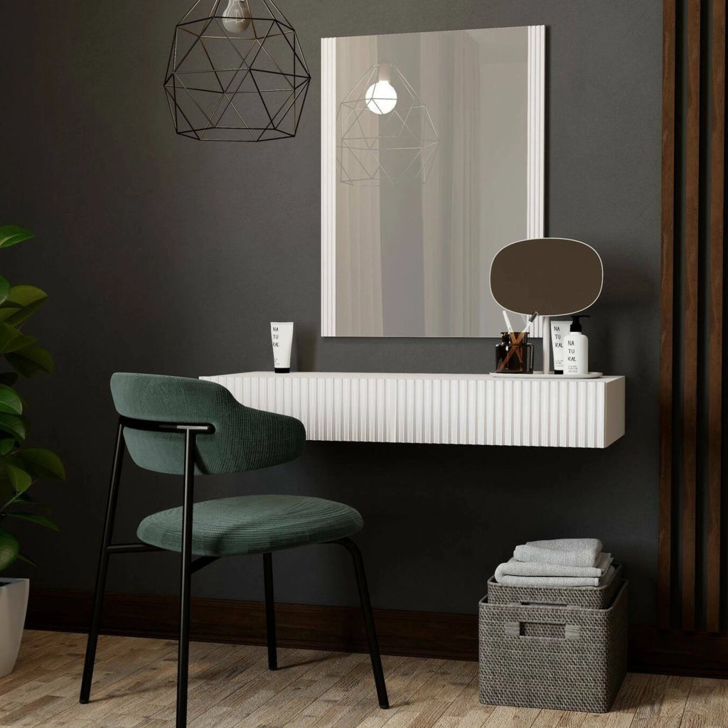 Premolo, Mobile da Ingresso Specchio Incluso, 80x42x97h cm Bianco