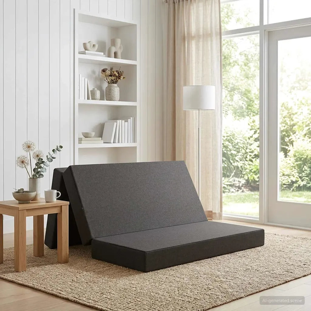 Divano Letto Pieghevole 140 x 67 x 45 cm Grigio Scuro 900221