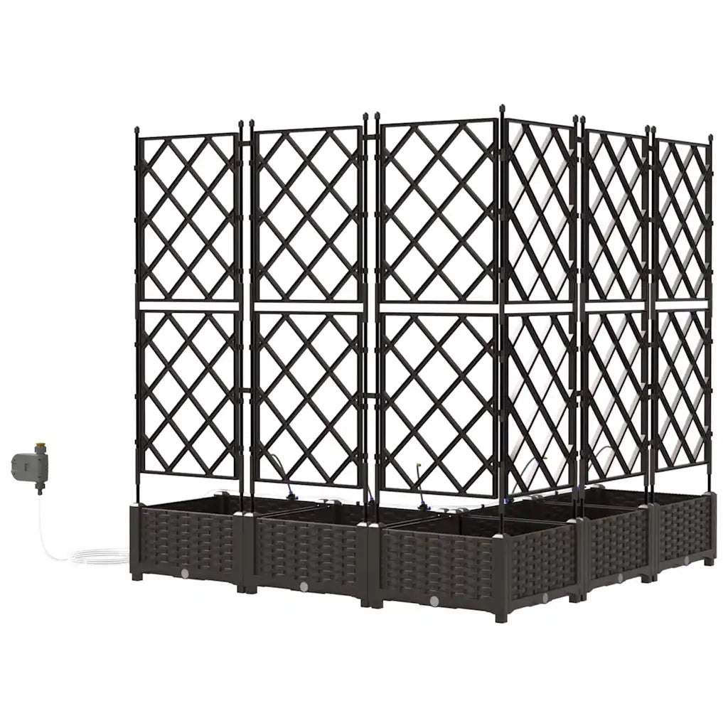 Fioriere | Cassetta per fiori | Vaso da giardino 5 pz Marrone 120 x 120 x 126 cm Plastica