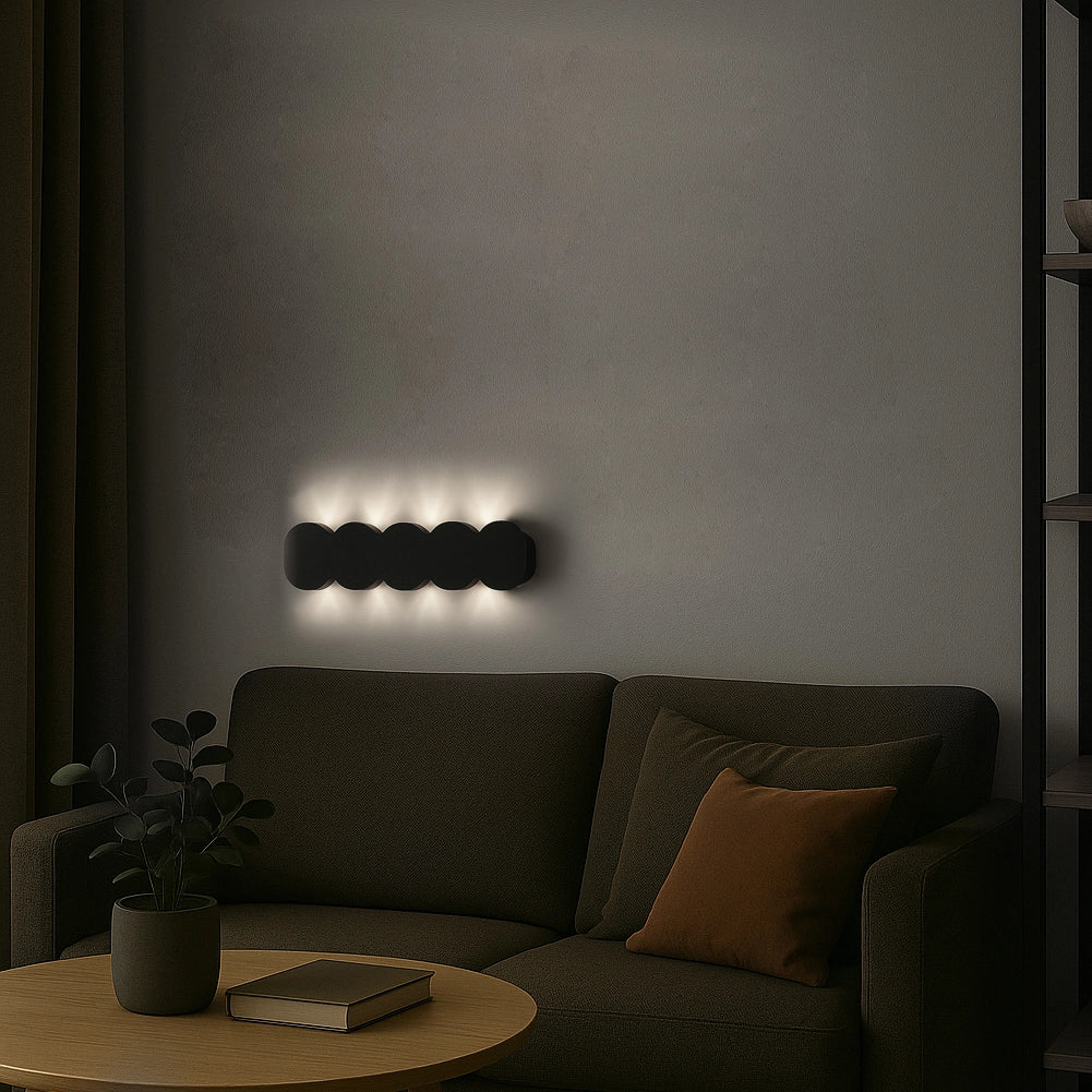 Applique da Muro LED 10Luci Bianco Freddo Esterno Interno Alluminio 26x8x3 cm Nero