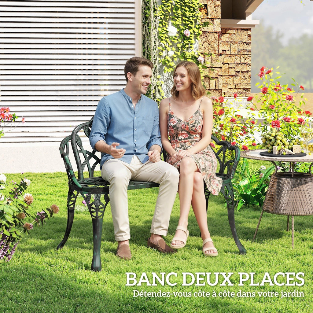 Panchina da giardino in alluminio ¨C zephmum ¨C 2 posti verde 99x57x78 cm