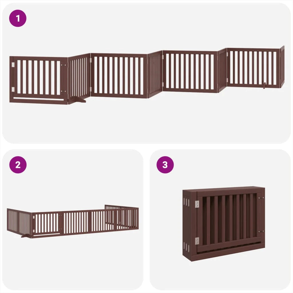 Cancelletto di sicurezza per animali domestici porta pieghevole 8 pannelli legno di pioppo marrone 02_0023246