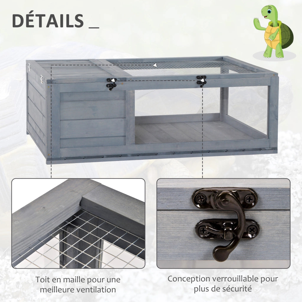 Recinto per Animali Domestici ¨C zephmum ¨C Legno Massello Grigio 91x60.5x32 cm