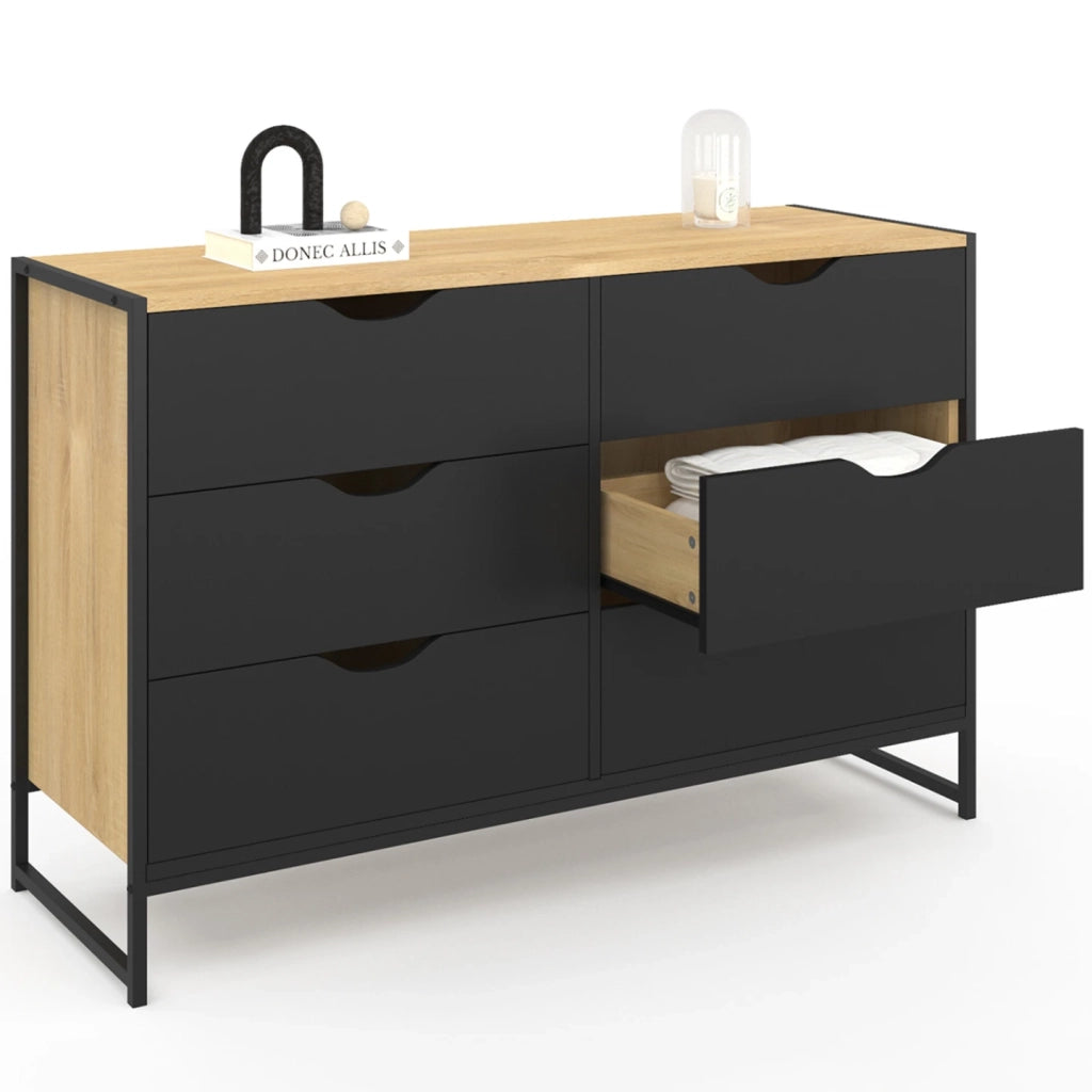 IDMarket - BOSTON Arcón de 6 cajones 115 cm diseño industrial