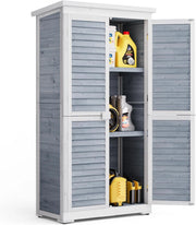 Armadio da Giardino in Legno 160 cm, Resistente agli Agenti Atmosferici con Tetto Inclinato e Dispositivo Bloccabile, Armadio per Attrezzi Esterno 47x87x160 cm Grigio (Grigio)