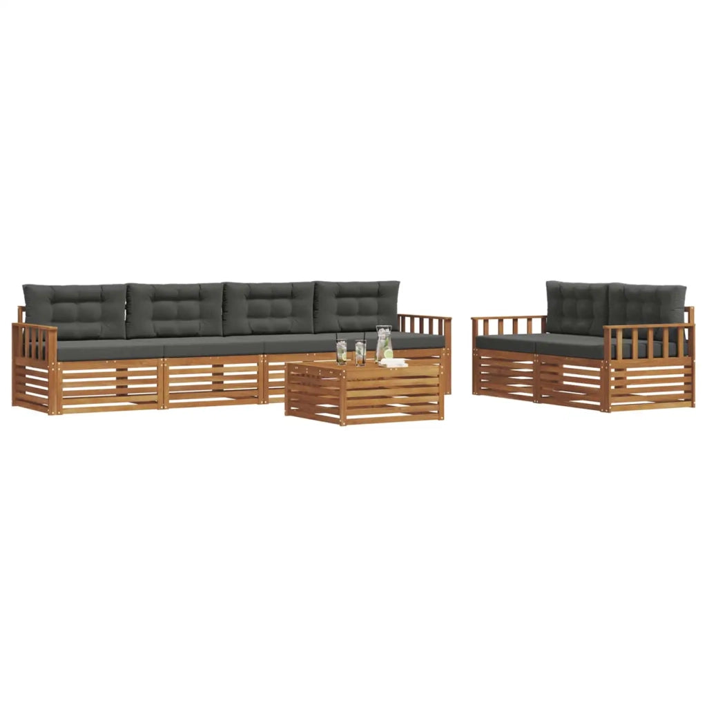 Set di divani da esterno con cuscino 7 pcs Naturale e Antracite 3373052