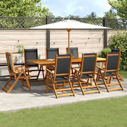 Set Pranzo da Giardino 9pz Legno Massello di Acacia e Textilene