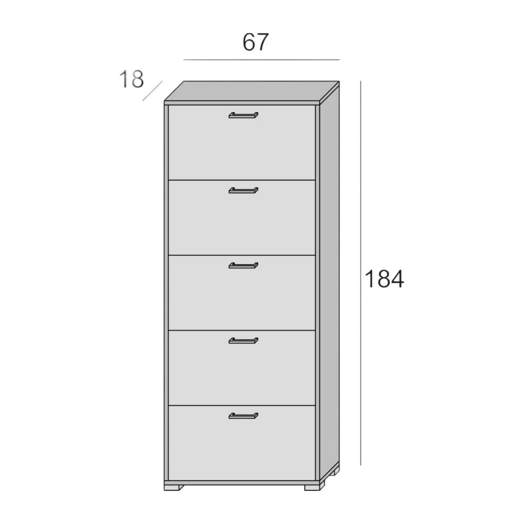 Mobile Portascarpe Amigo, Scarpiera 15 Paia Made in Italy, 67x18x184h cm Grigio Cemento