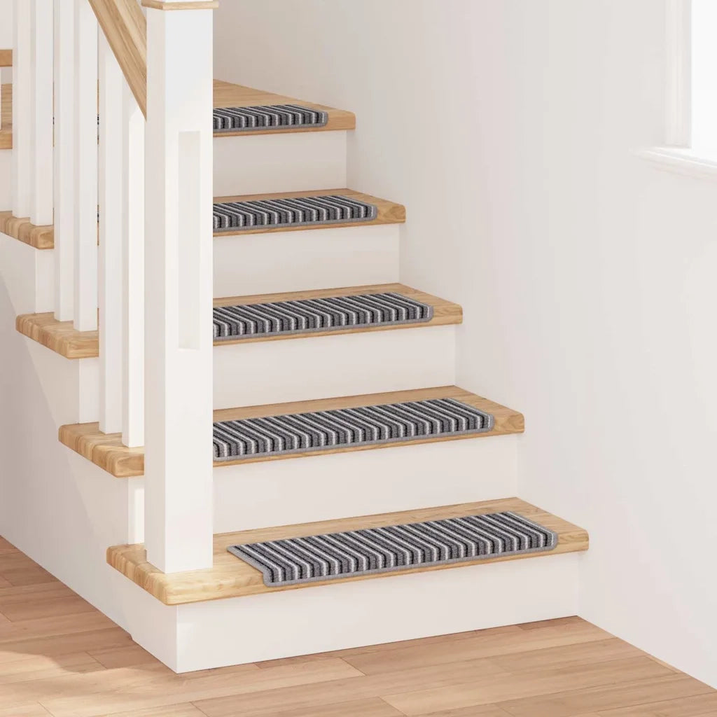 Tappetini per scale autoadesivi 15 pcs Grigio 65 x 21 x 4 cm