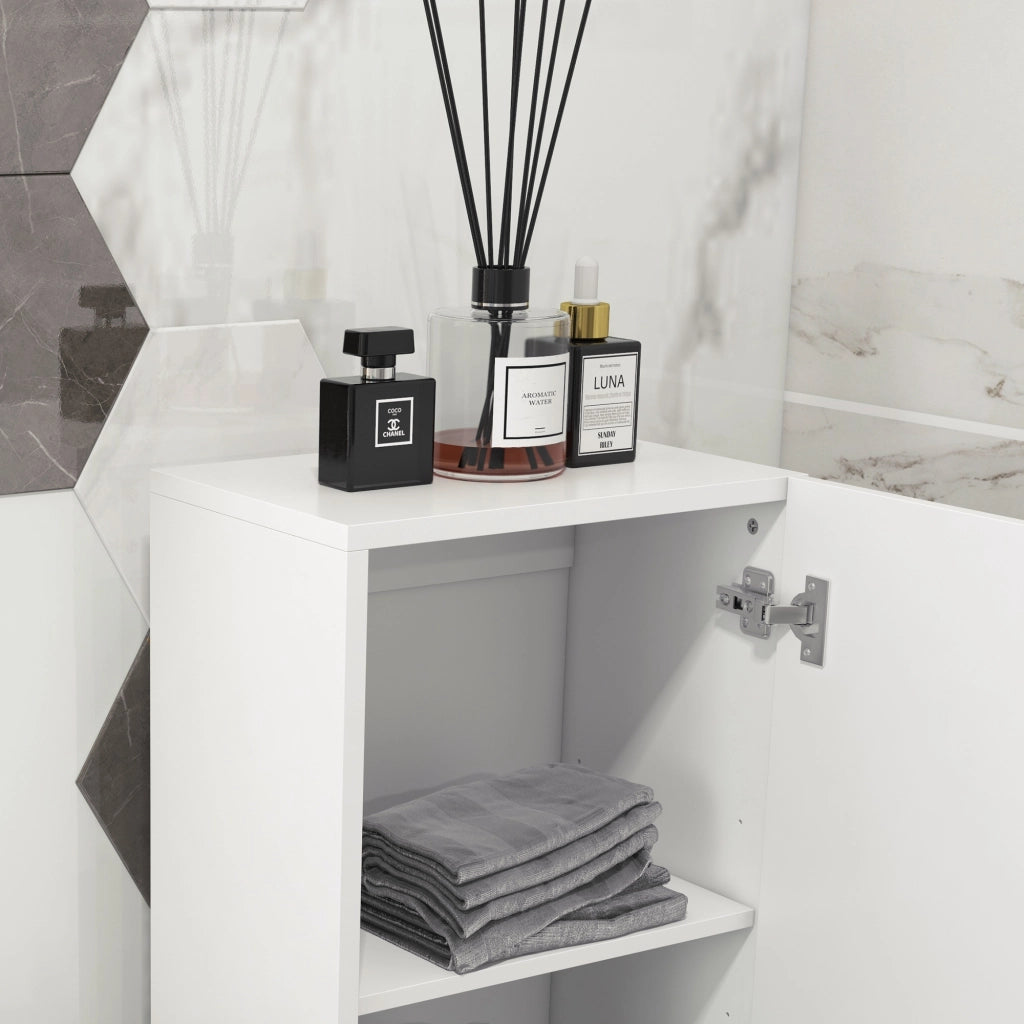 Mobile Bagno Alto a Colonna con Ante e Ripiani Regolabili ¨C zephmum ¨C Bianco Lucido