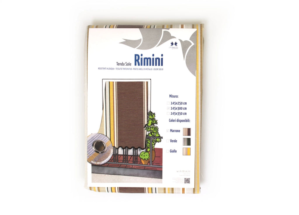 Tenda Da Sole A Caduta UV Per Esterno Balcone Casa Telo Ombra Modello Riga Fine - 145x350 - Marrone