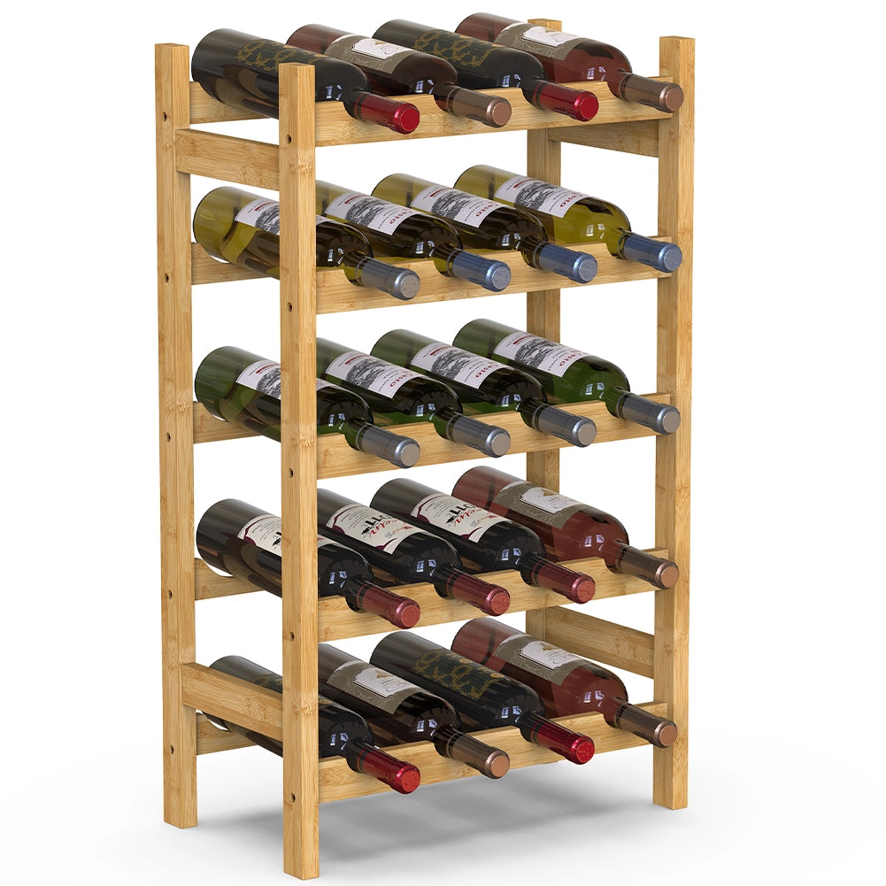 Cantinetta Portabottiglie di Vino  20 Posti in Legno Bambù Naturale