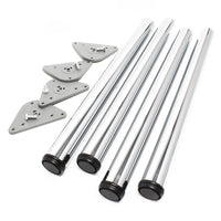 Set 4 gambe per tavolo regolabili in acciaio inox cromato Ø 60mm 870mm Piedi per mobili