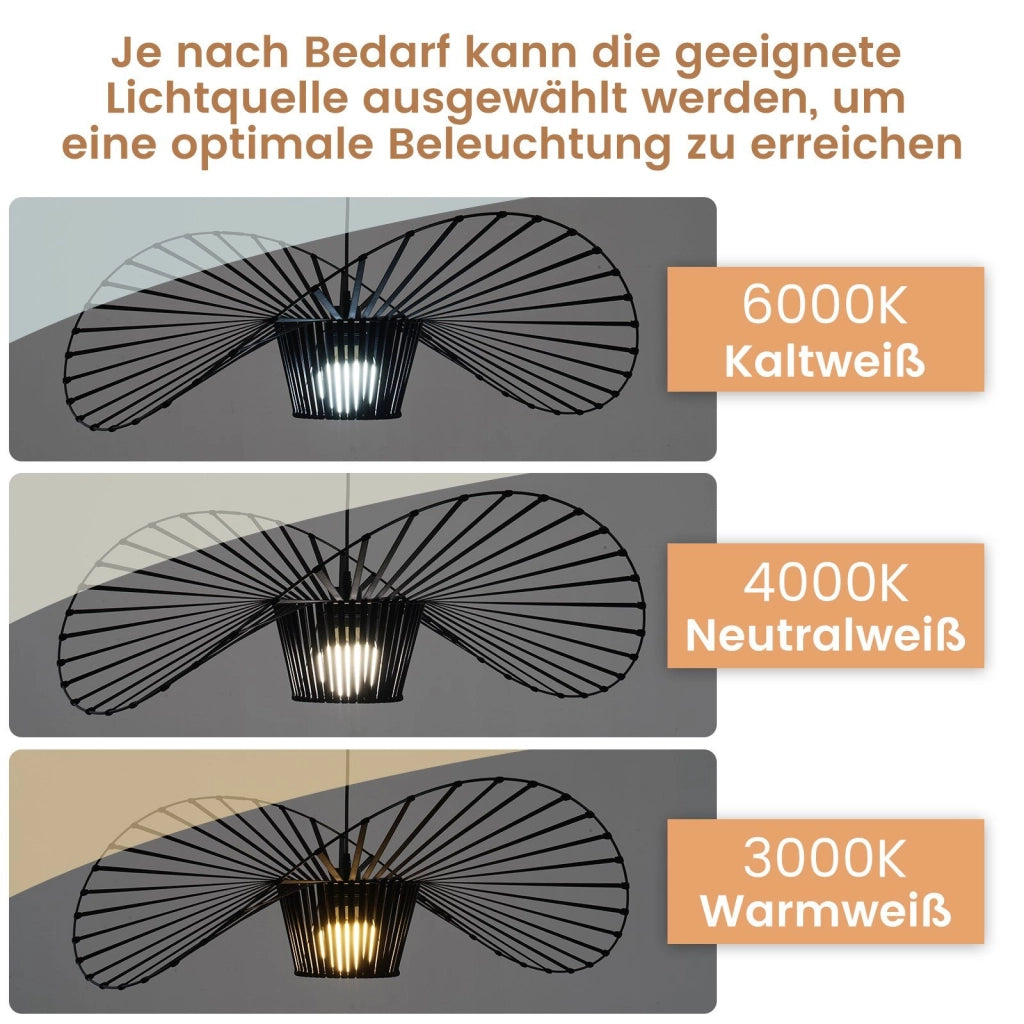 ZMH Lampada a Sospensione Moderna a LED Nero E27 60 cm per Sala da Pranzo