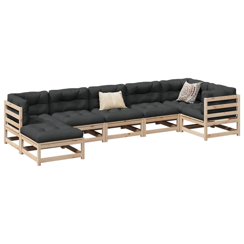 Set Divani da Giardino 7 pz in Legno Massello di Pino 3299541