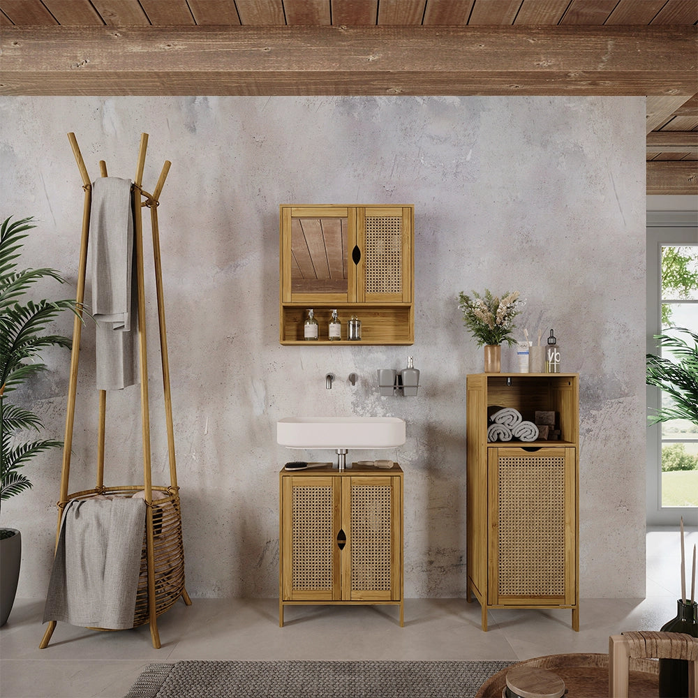 Vicco Set di mobili da bagno Bambù 3 parti