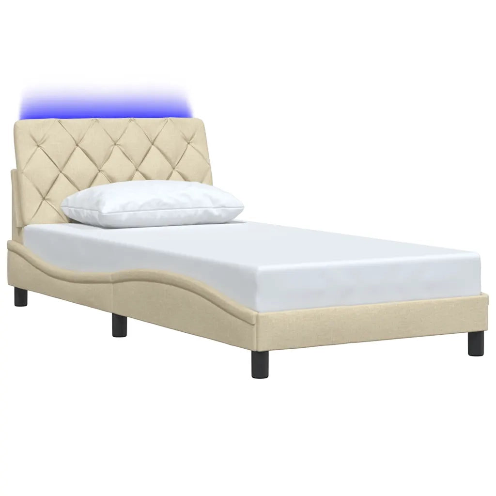 Giroletto con LED senza Materasso Crema 100x200 cm in Tessuto 3310655