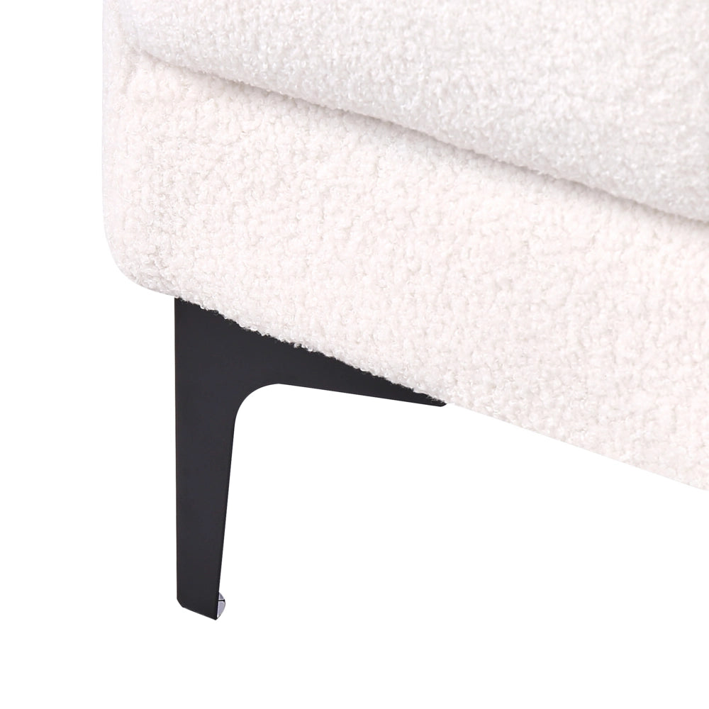 Chaise longue in tessuto bouclè bianco reclinabile con schienale a 3 posizioni stile elegante