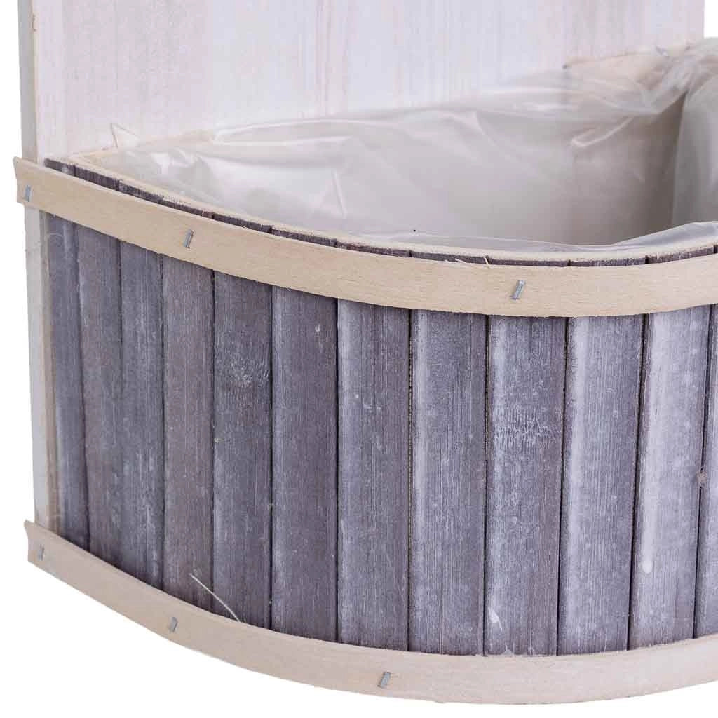 Supporto per fioriera rotondo in bambù grigio 25x15x31/11H cm