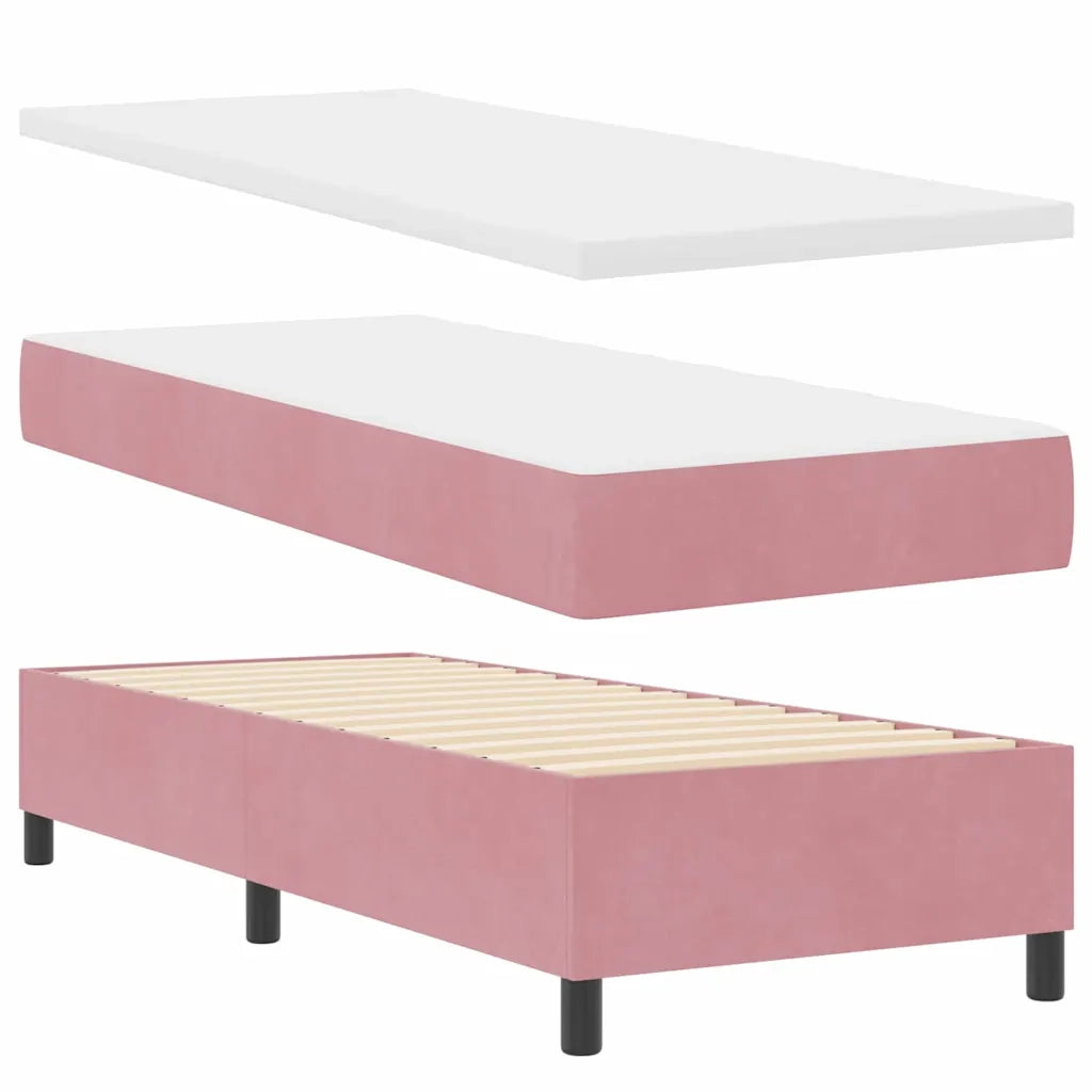 Letto a molle con testiera Rosa 80 x 200 cm Velluto 3341929