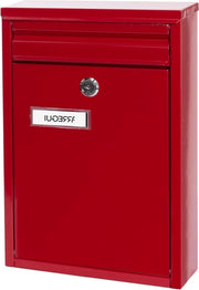 Scatola Postale in Acciaio Zinato Dimensione S - Scatola Postale Esterna per Parete Impermeabile con Targa di Nome Rosso