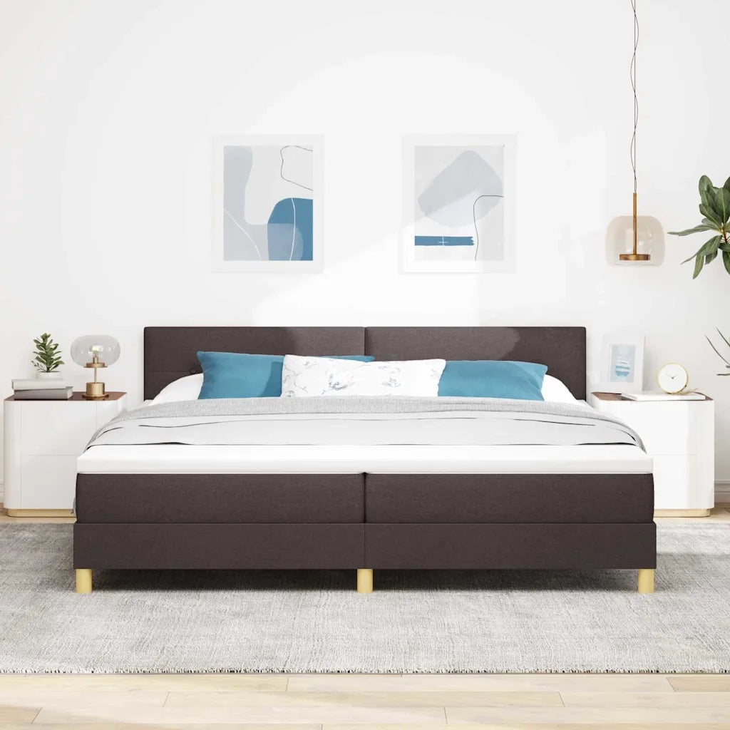 Letto a molle con cuscino Marrone Scuro 200 x 200 cm Tessuto 3338947