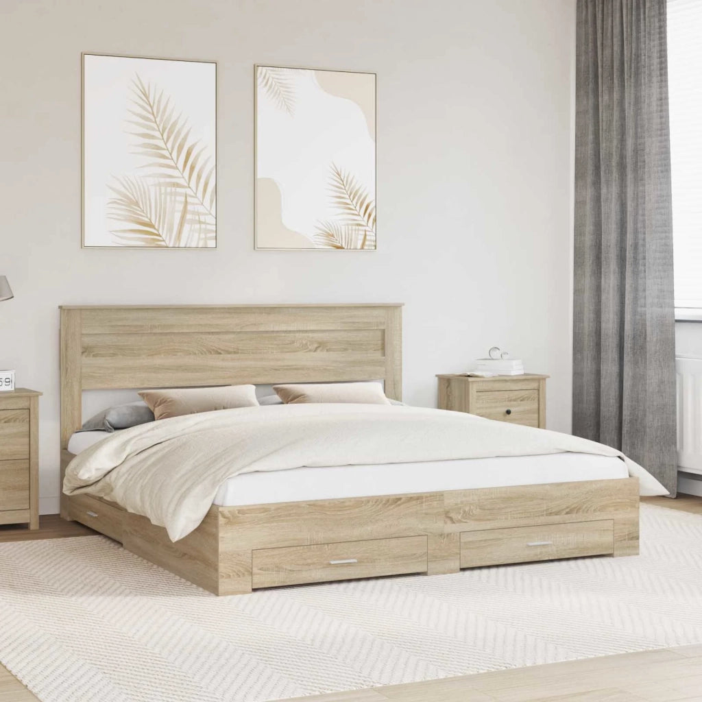 Struttura del letto con testiera Rovere Sonoma 200 x 200 cm 3409954