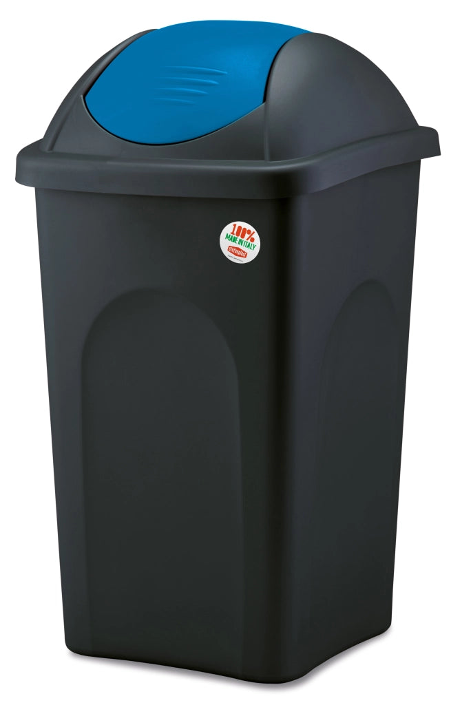 Stefanplast PATTUMIERA BASCULANTE MULTIPAT Lt. 60 - cm. 39x39x68 h col. Nero/Blu