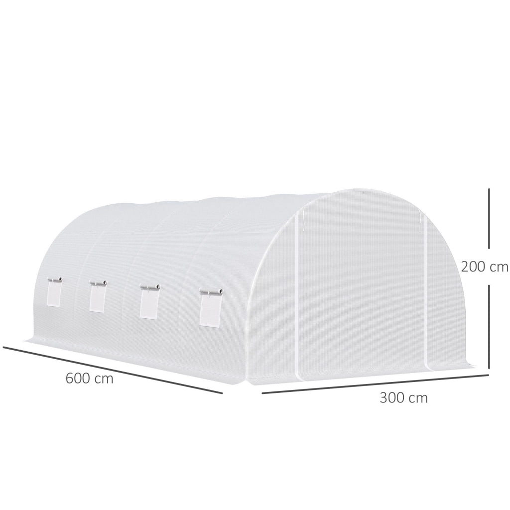 EasyComfort Serra da Giardino a Tunnel Per Piante, Struttura in Metallo e Copertura in PE, 6x3x2m, Bianco