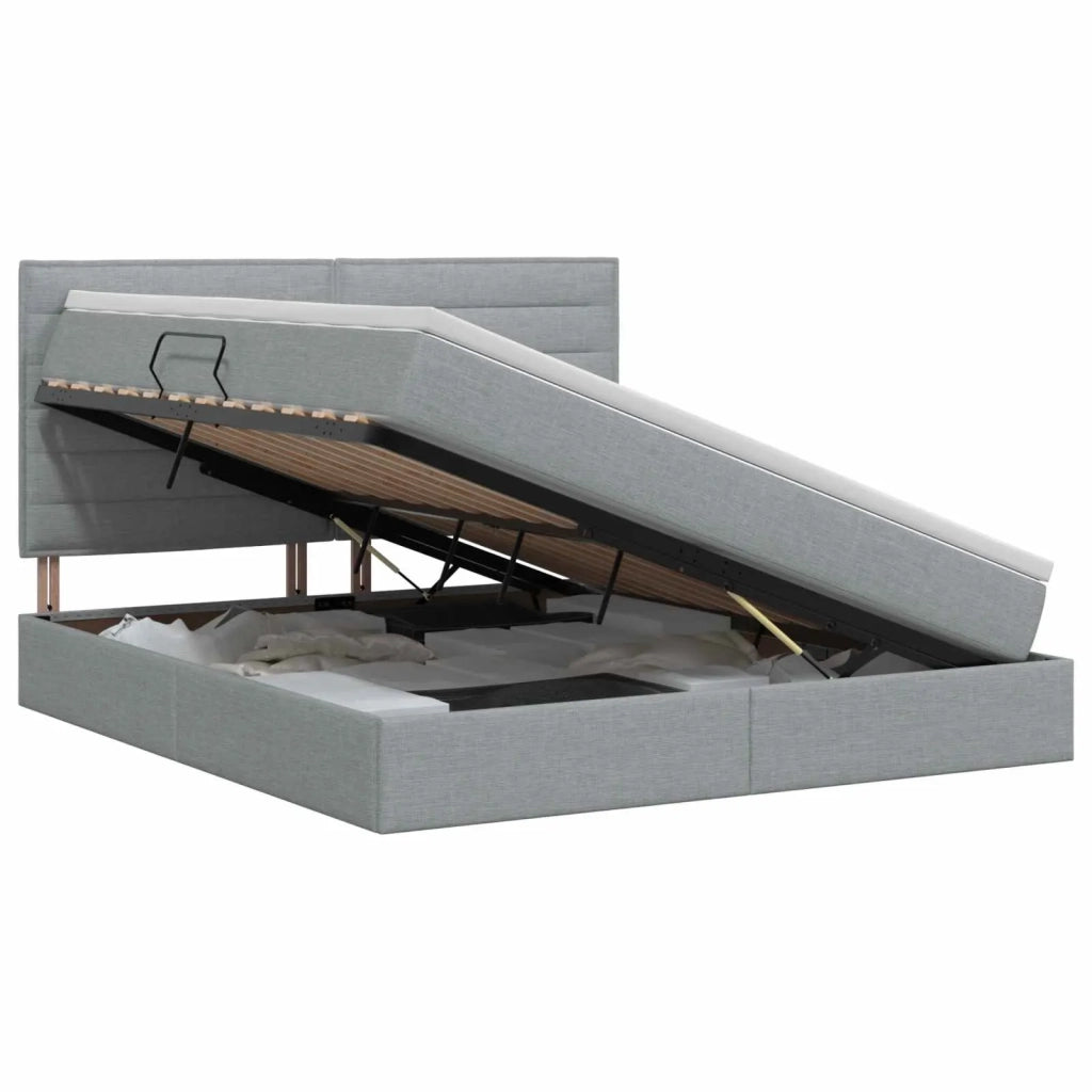 Letto con contenitore e materasso Grigio Chiaro 140 x 190 cm 3459438
