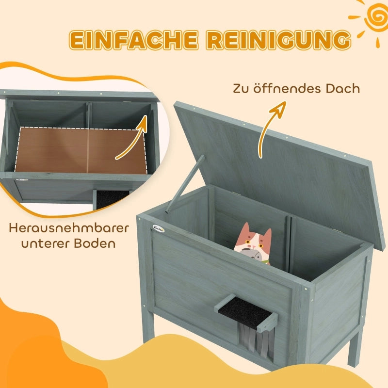 Casetta per gatti da esterno in legno isolata con tetto apribile 85x50x68,5 cm grigio scuro