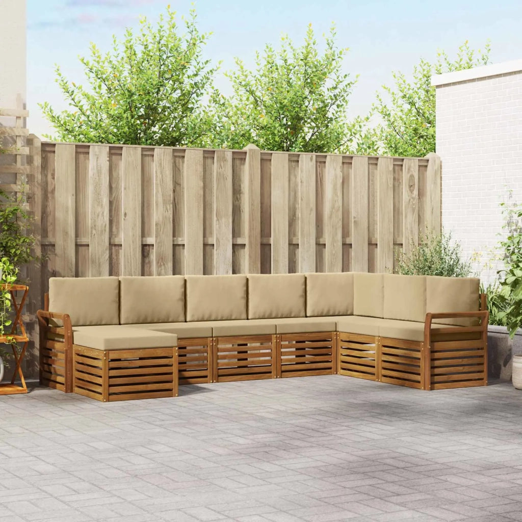 Set divano sezionale con cuscino 8 pcs Naturale e Beige 3375293