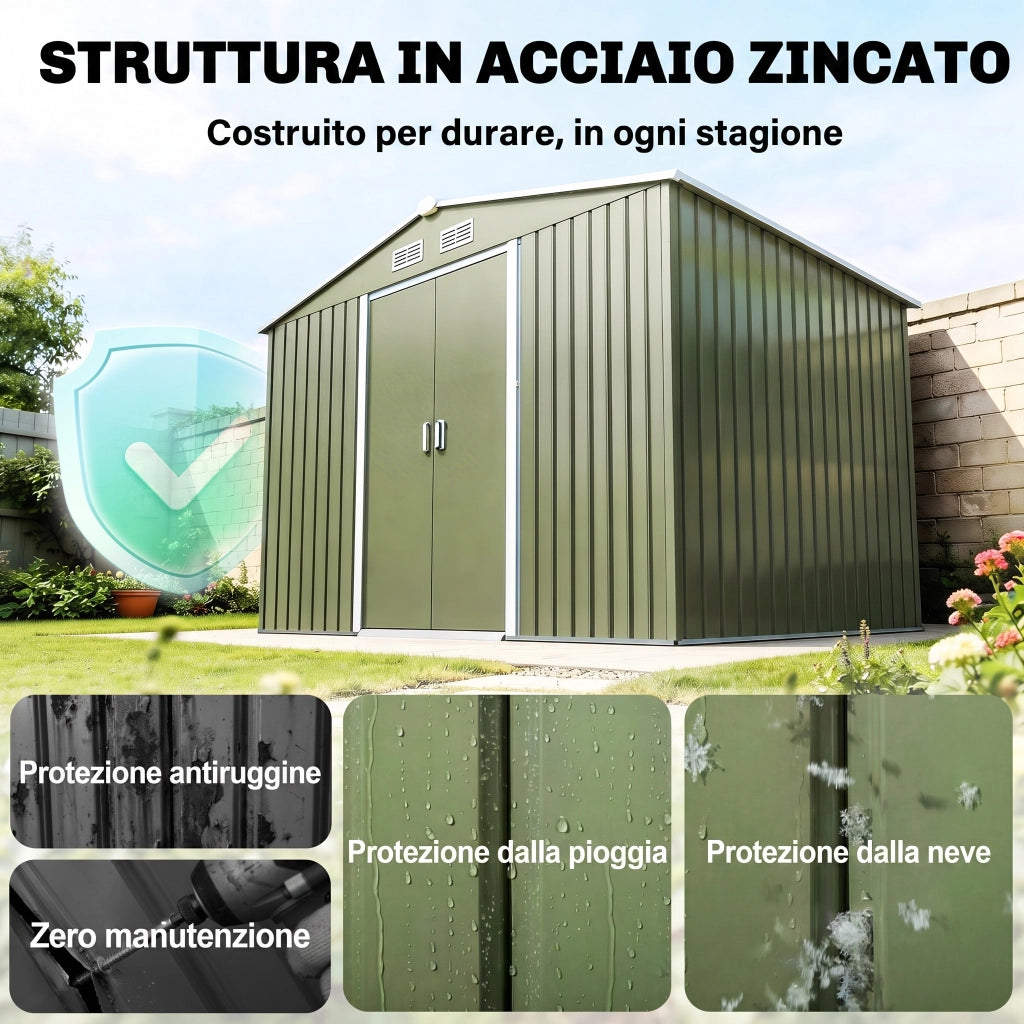 Casetta da Giardino ¨C zephmum ¨C Verde Chiaro Acciaio 277x195x192cm