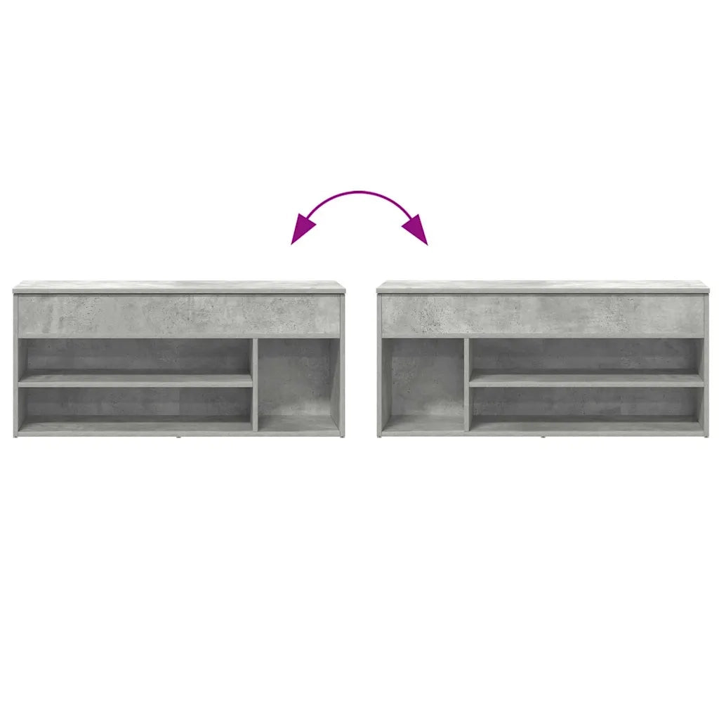 vidaXL Scarpiera Grigio Cemento 102x30,5x45 cm in Legno Multistrato
