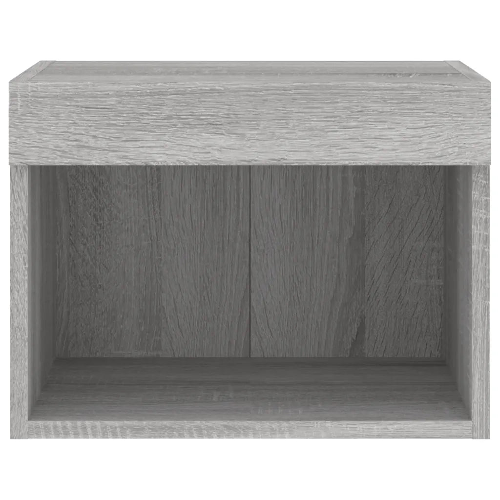 Comodini con Luci LED a Parete 2pz Grigio Sonoma
