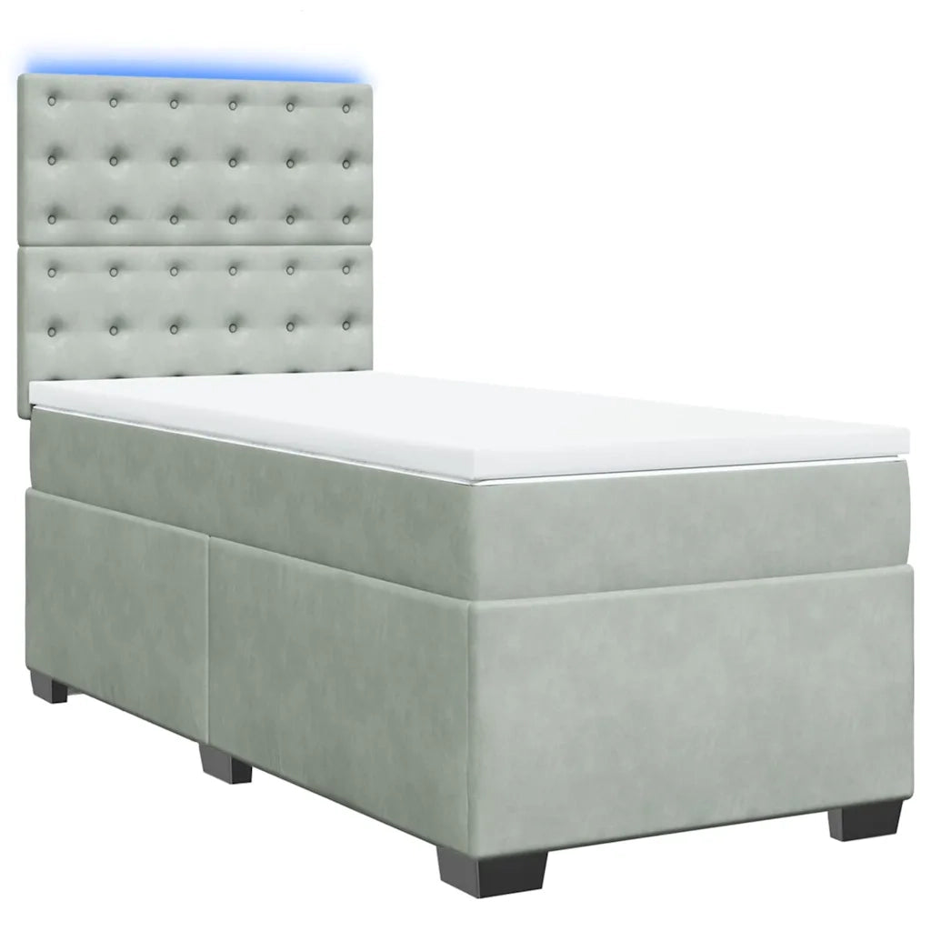 Giroletto a Molle con Materasso Grigio Chiaro 90x200 cm Velluto