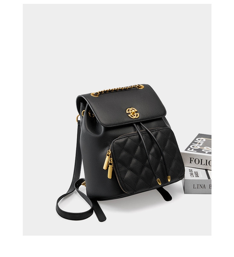 Zaino da viaggio in vera pelle, colore nero.