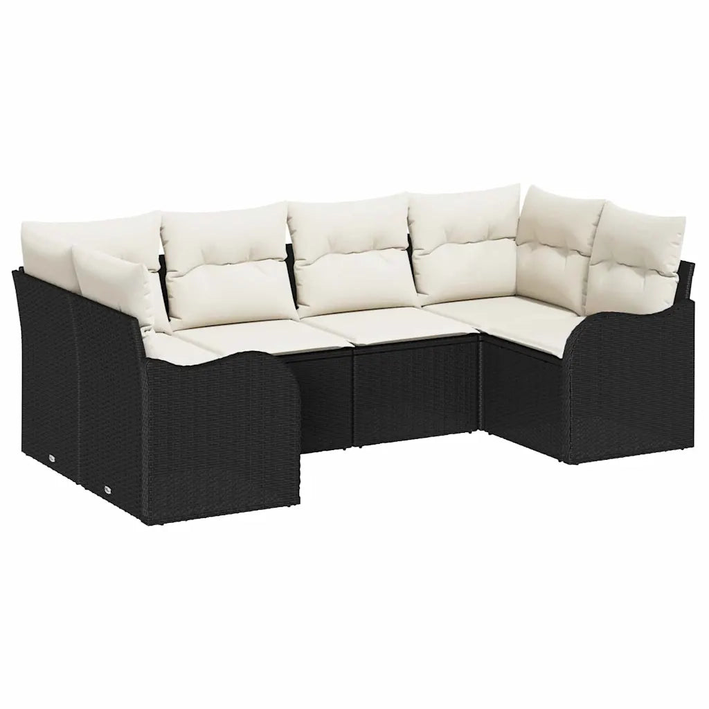 Set Divano da Giardino 6 pcs Nero e bianco Poly Rattan 3354506
