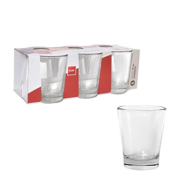 Set 6 Bicchieri da Caffe' Expresso in Vetro Trasparente 7,5 cl