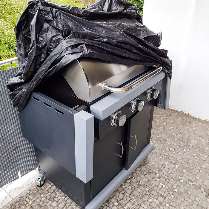 Toboli Telo copri barbecue 152x71x112cm in PVC impermeabile, nero, uso universale, lavabile