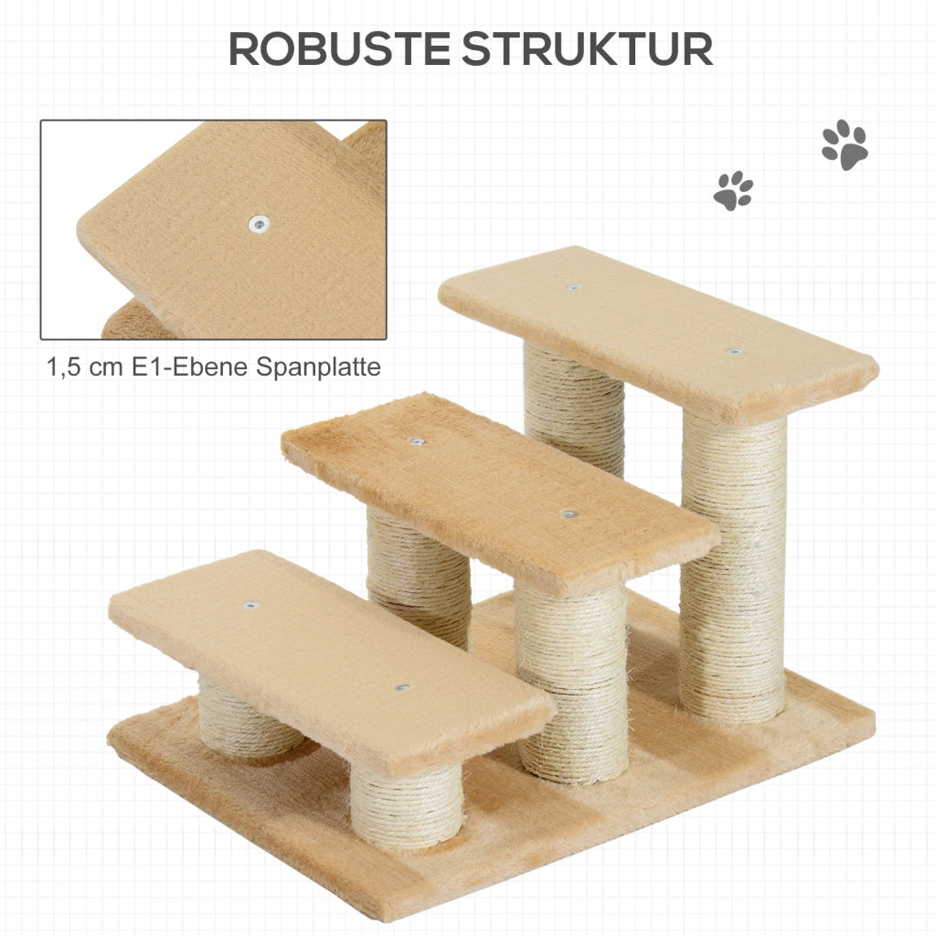 Scala per animali domestici 3 gradini pieghevole ¨C zephmum ¨C crema 34 cm
