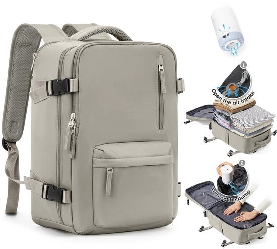 Borsa a vuoto per viaggiatore con sistema di compressione per viaggi, borsa a mano per donna con airbag e sistema di compressione per viaggi aerei, borsa a vuoto per viaggi con pompa e impermeabile