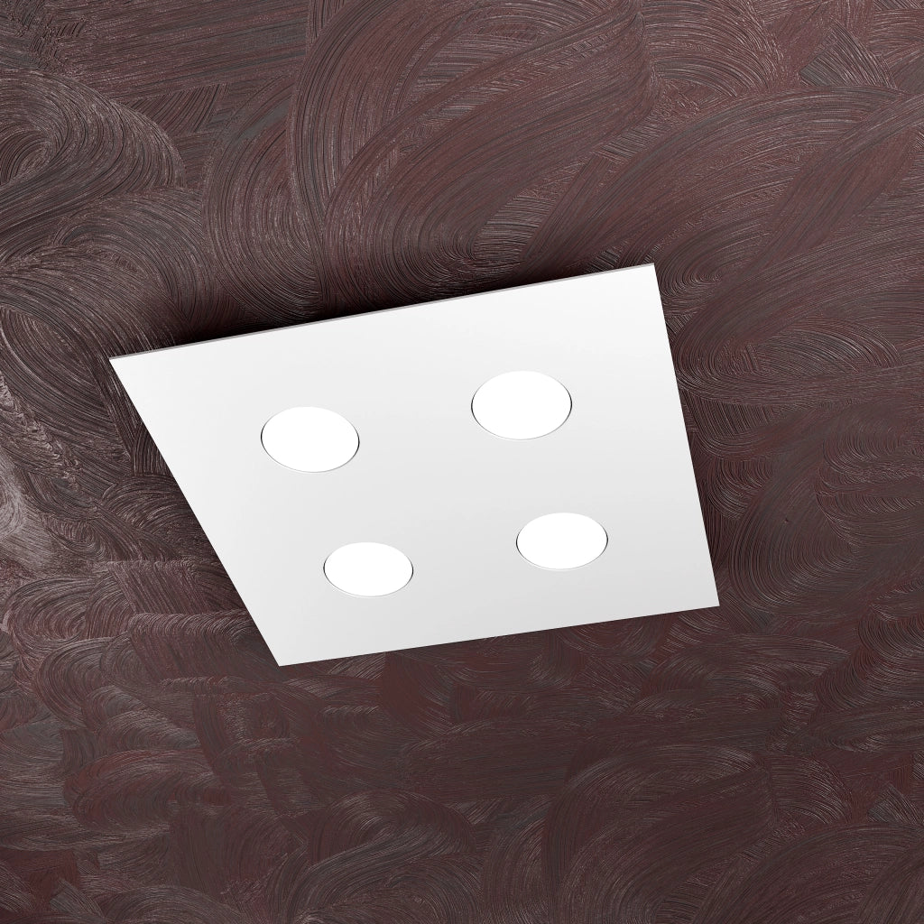 Toplight Plafoniera da soffitto quadrata 4 luci Area con attacco GX53, struttura colore bianco, design moderno 40x40x3cm