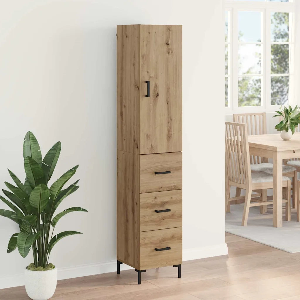 Credenza | Madia | Buffet da pranzo | Armadio da pranzo con cassetto Rovere artigianale 69,5 x 34 x 180 cm