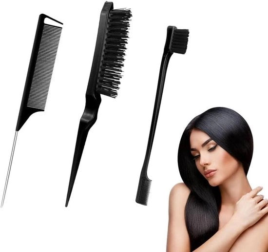 Set di pettini premium 3 in 1 con lama tagliente, pettine a punta e pettine robusto per capelli di donne, uomini e bambini