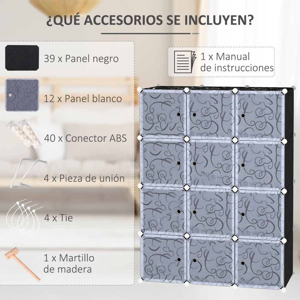 Armadio modulare 12 cubi con ante ¨C zephmum ¨C plastica bianca