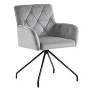 Set di 6 sedie da pranzo - con braccioli e schienale ergonomico - in velluto - grigio chiaro