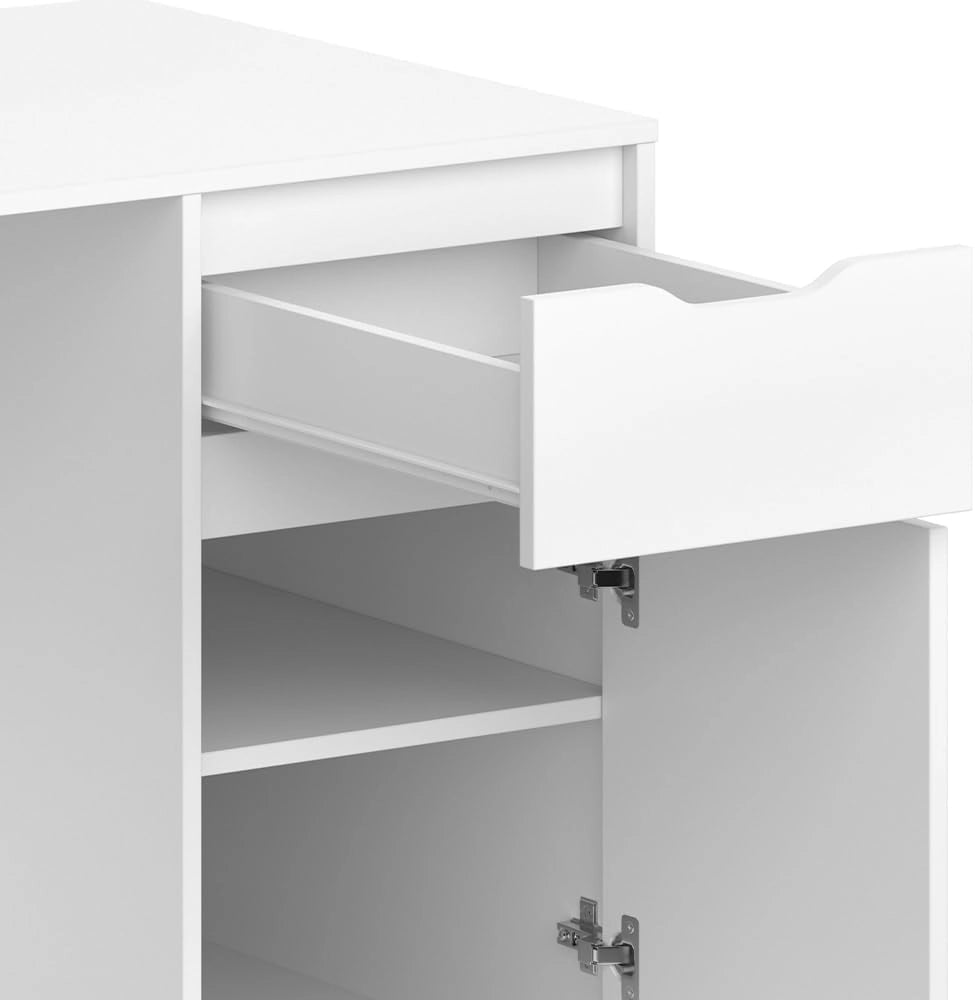 Scrivania Ruben, Bianco, 140 x 65 cm, combinabile con altri mobili della serie Ruben