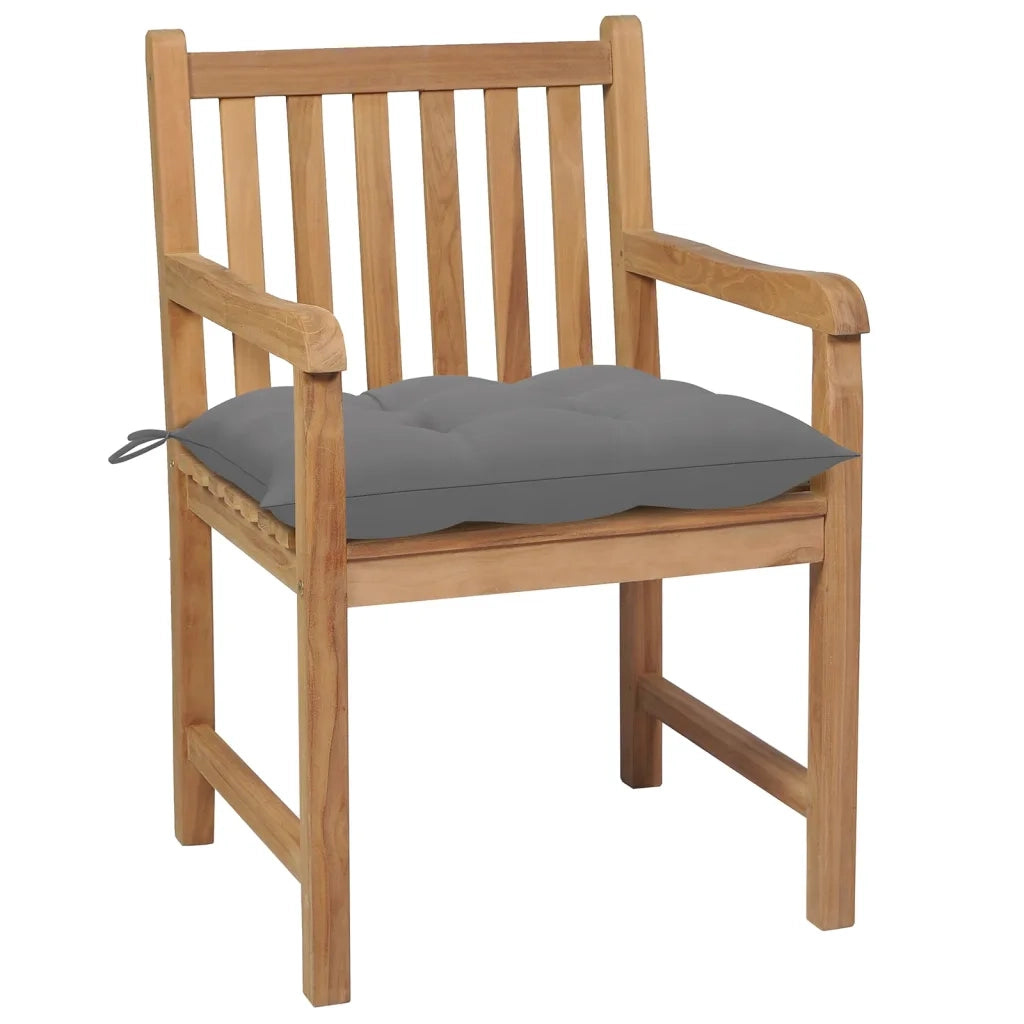 Sedie da Giardino 6 pz con Cuscini Grigi in Massello di Teak 3073047